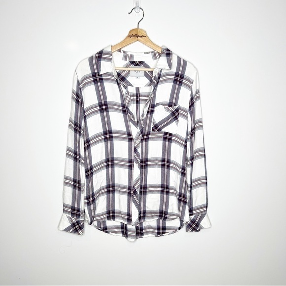 Rails Hunter Button Down Plaid Shirt in White Scarlet - Picture 1 of 11